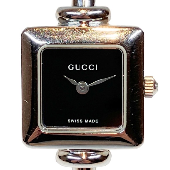GUCCI Accessories - Gucci watch, total weight 23.8g, stainless steel, quartz movement, black dial...